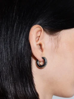 Alaya Medium Palladium-Plated Hoop Earrings