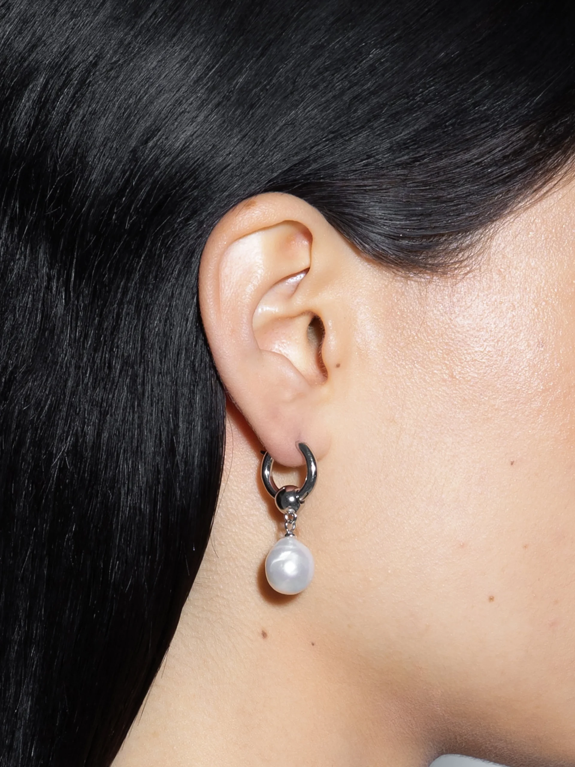 Elvin Pearl and Palladium-Plated Earrings