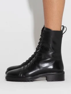 Isa Leather Lace-Up Ankle Boots