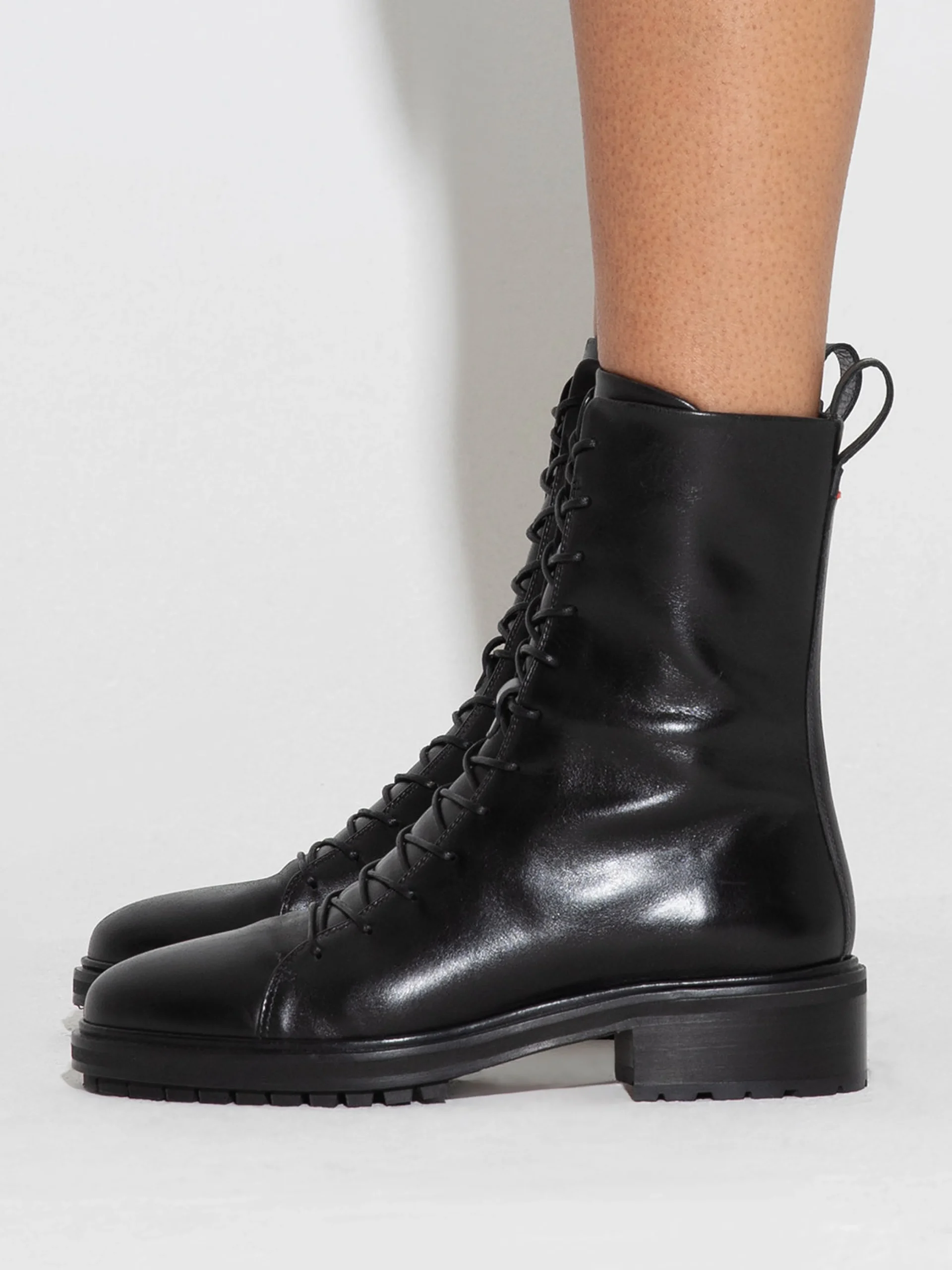 Isa Leather Lace-Up Ankle Boots