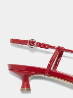 Rhonda Leather Kitten-Heel Sandals