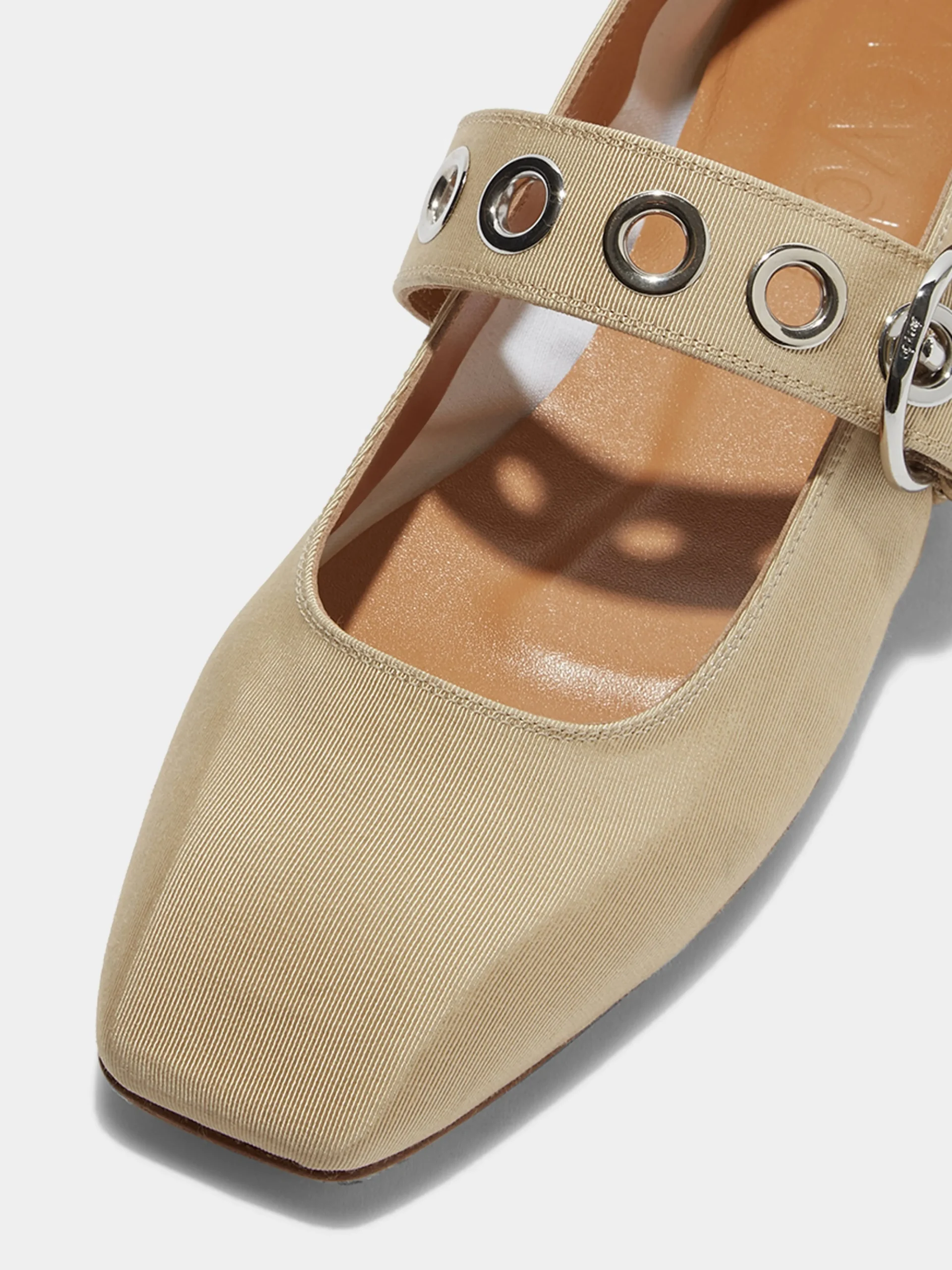 Uma Eyelet Grosgrain Mary-Jane Flats