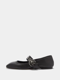 Uma Eyelet Leather Mary-Janes Flats