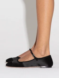 Uma Satin Toe-Cap Mary-Jane Flats